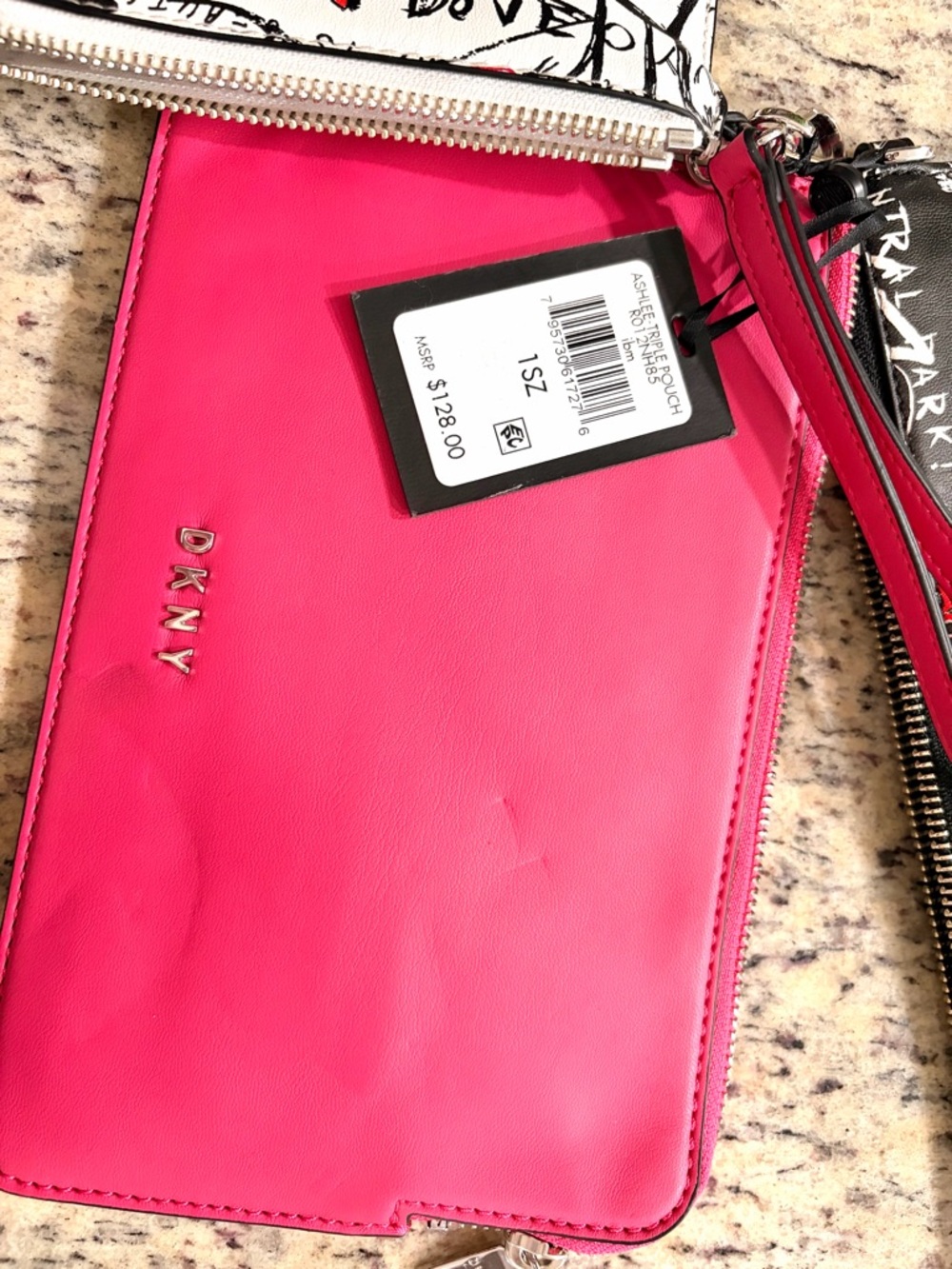 DKNY Hot Pink and Black Zip Wristlet Duo - Picture 2 of 3